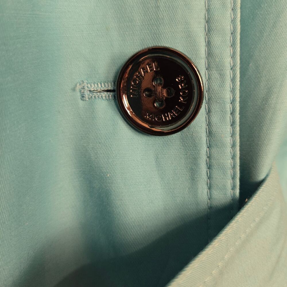 Women's Michael Kors Trench Coat Raincoat Turquoise Medium - Picture 7 of 16